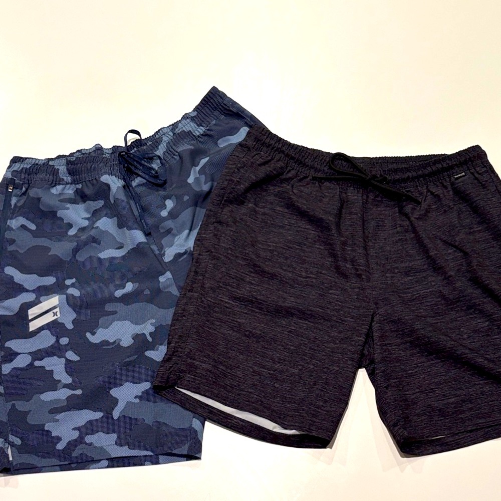 Hurley Blue Camo and Black Athletic Shorts